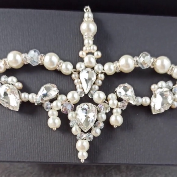 Boho crystal and ivory pearl headpiece crown - Picture 5 of 5